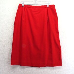 Vintage Pendleton Skirt Womens Size 14 Red Pencil Knee Length Kick Pleat